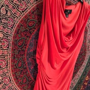 Orange knee length form fit dress